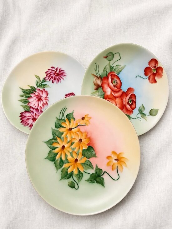 Bavaria Other - Vintage Bavaria Germany Hand Painted Floral Plates Set of 3 7.5” Porcelain